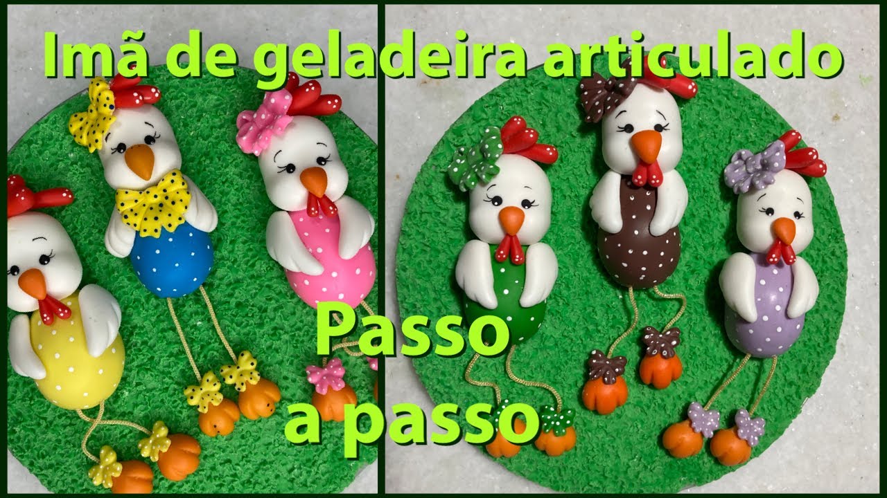 Imã de geladeira articulado de galinha/ passo a passo