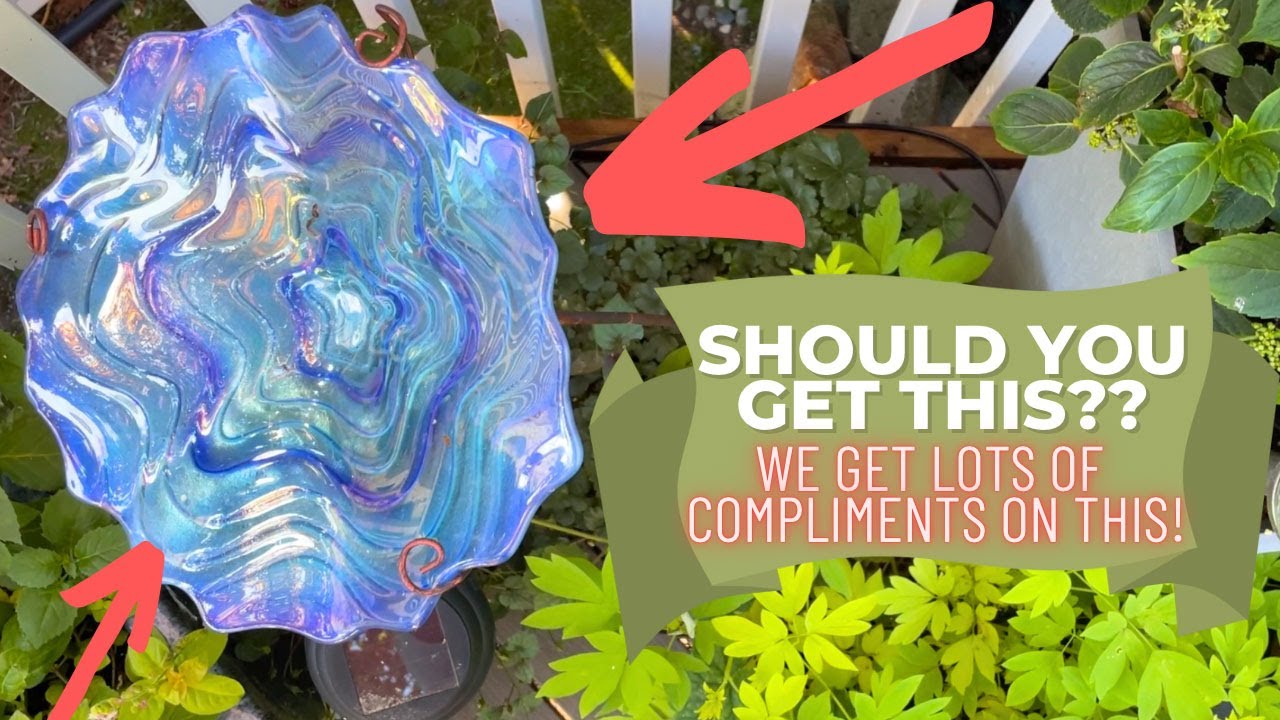 Amazon Finds - Quick 45 Second Review - Glass Bird Bath with Garden Stake - Glass Garden Decor