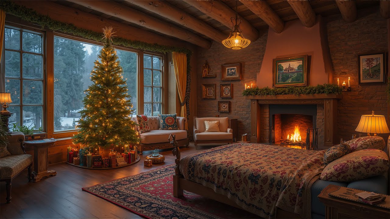 Cozy Christmas Fireplace 🎄 Snowy Winter Ambience for a Peaceful Holiday ✨