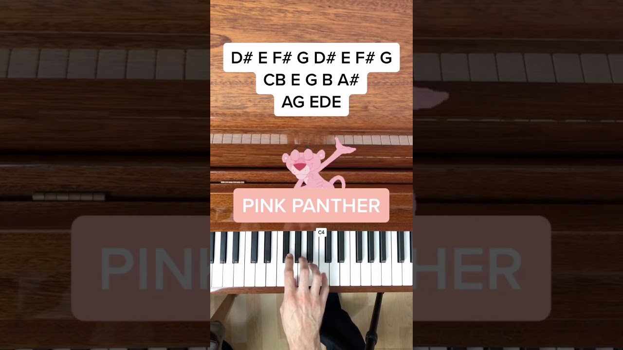 Pink Panther Theme (EASY Piano Tutorial with Letter Notes) #Shorts