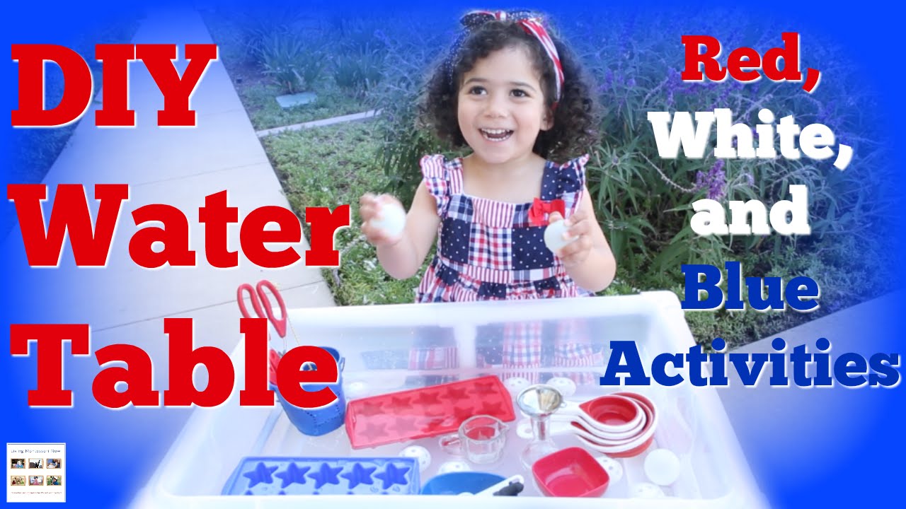 Awesome DIY Water Table with Red, White, and Blue Activities