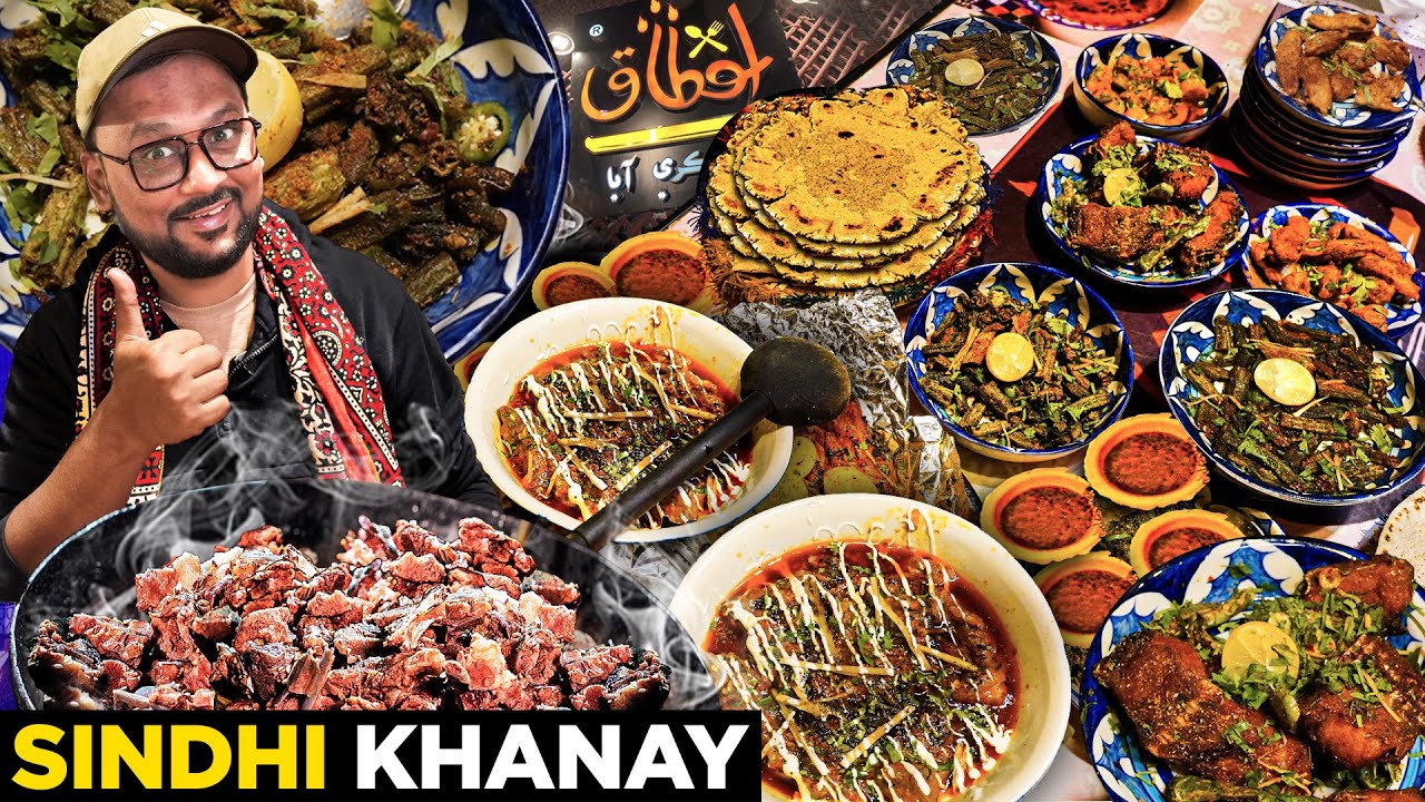 Village Food in Karachi | Traditional Crispy Bhindi, Chawal ki Roti, Saag, Fish | Pure Sindhi Food