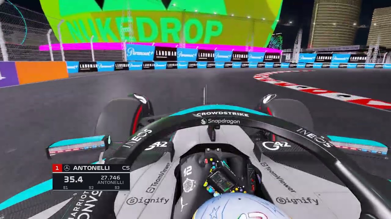 Andrea Kimi Antonelli qualifying for the Las Vegas Grand Prix in Assetto Corsa