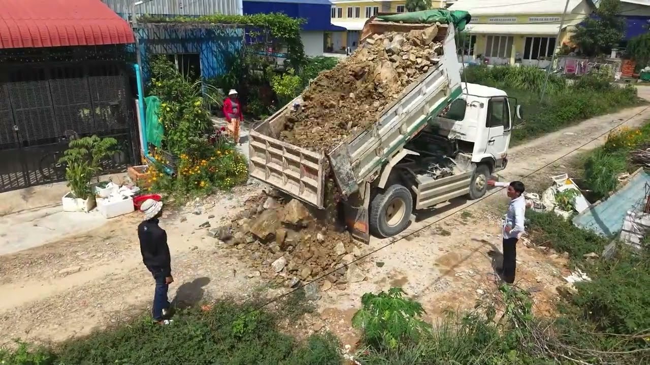 Start New Project !!  Using KOMATSU D20p Dozer And 6-Wheel Dump Trucks Filling Flooded