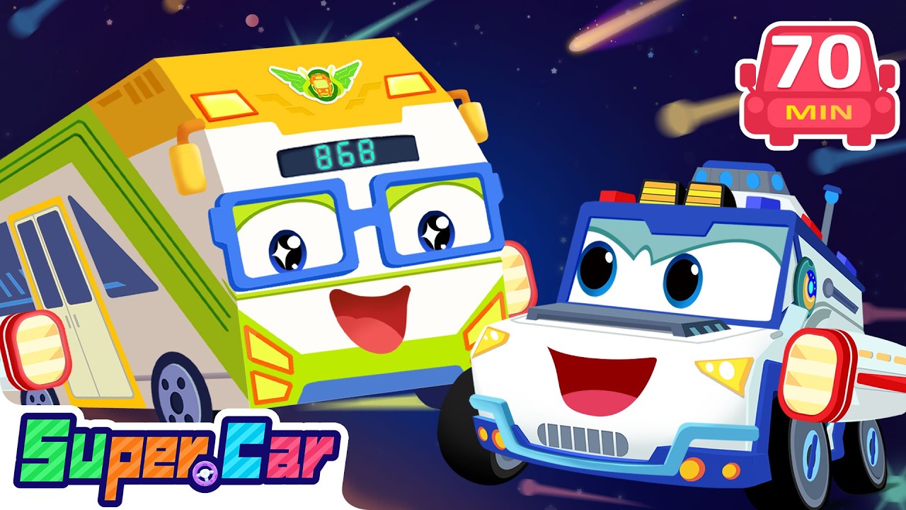 The Wheels On the Space Bus | Space Adventure with Super Cars | Kids Cartoons | SuperCar