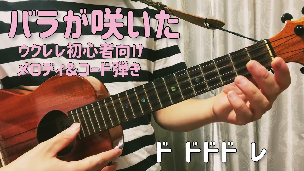 バラが咲いた　ウクレレ初心者向け　メロディ&コード弾き