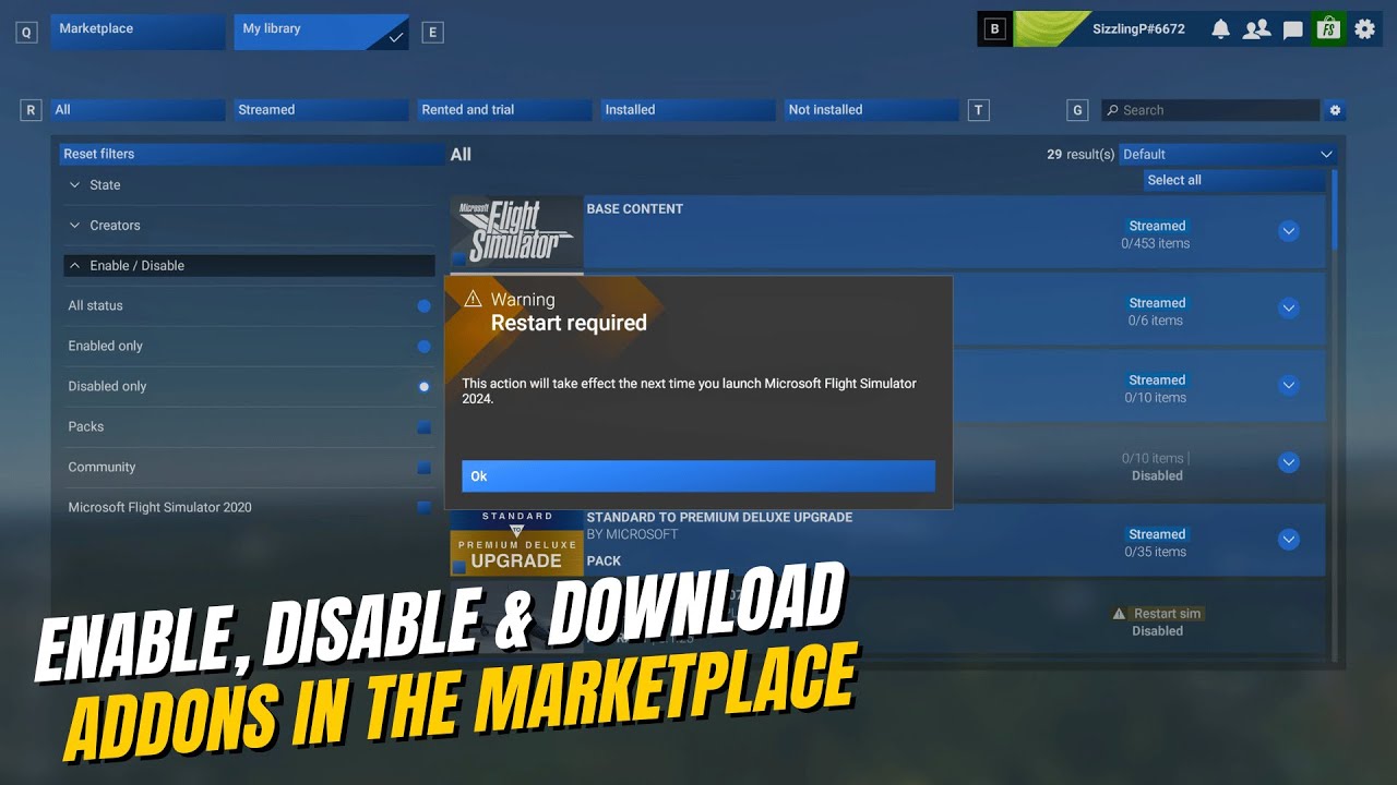 MSFS 2024 Marketplace: Enable, Disable & Download Addons