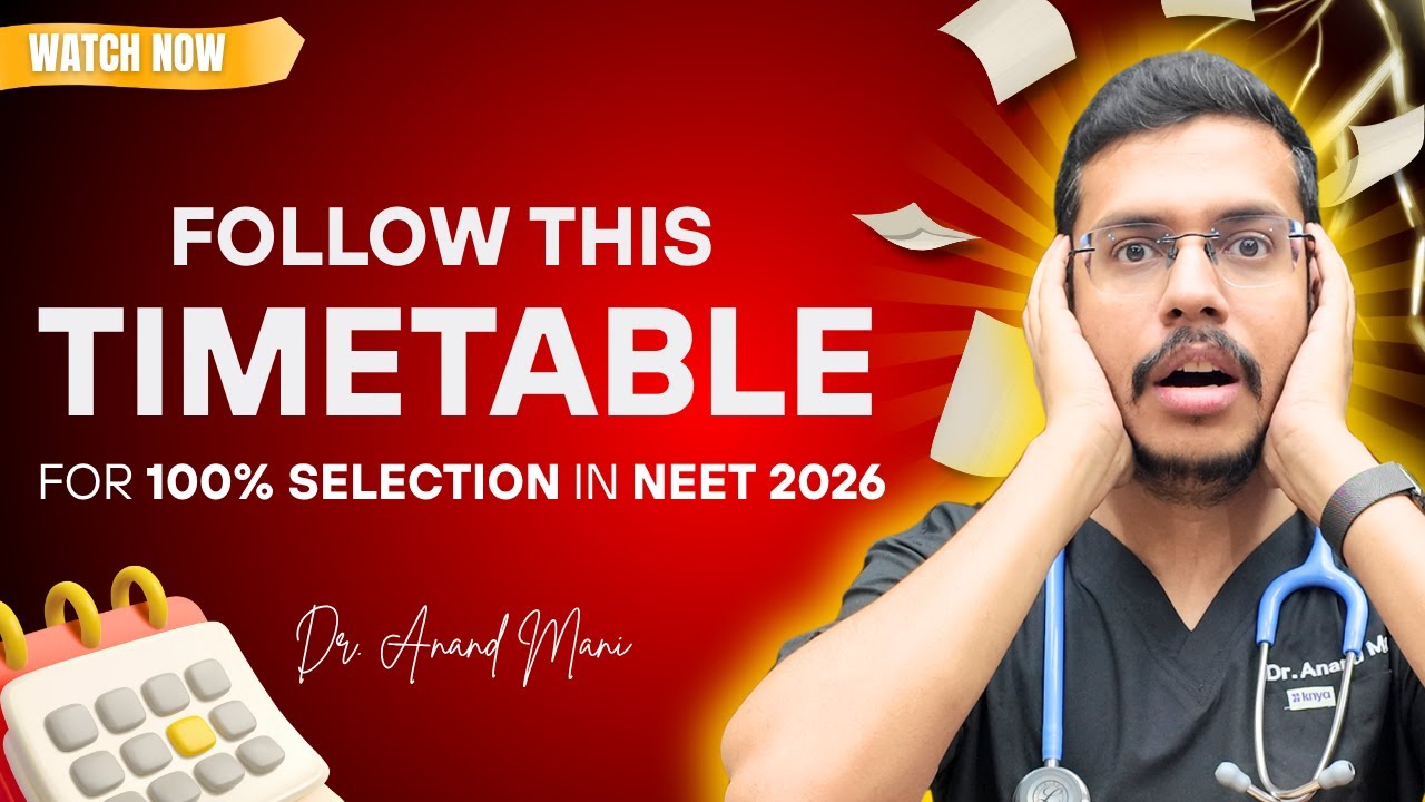 10 Hour Daily Timetable For 100% Selection In NEET 2026 | Most Strict NEET 2026 Timetable