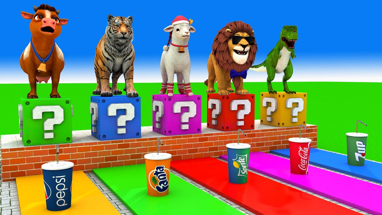 Long Slide Game With Cow Elephant Gorilla Hippopotamus Tiger 3d Animal Game Funny 3d Animals