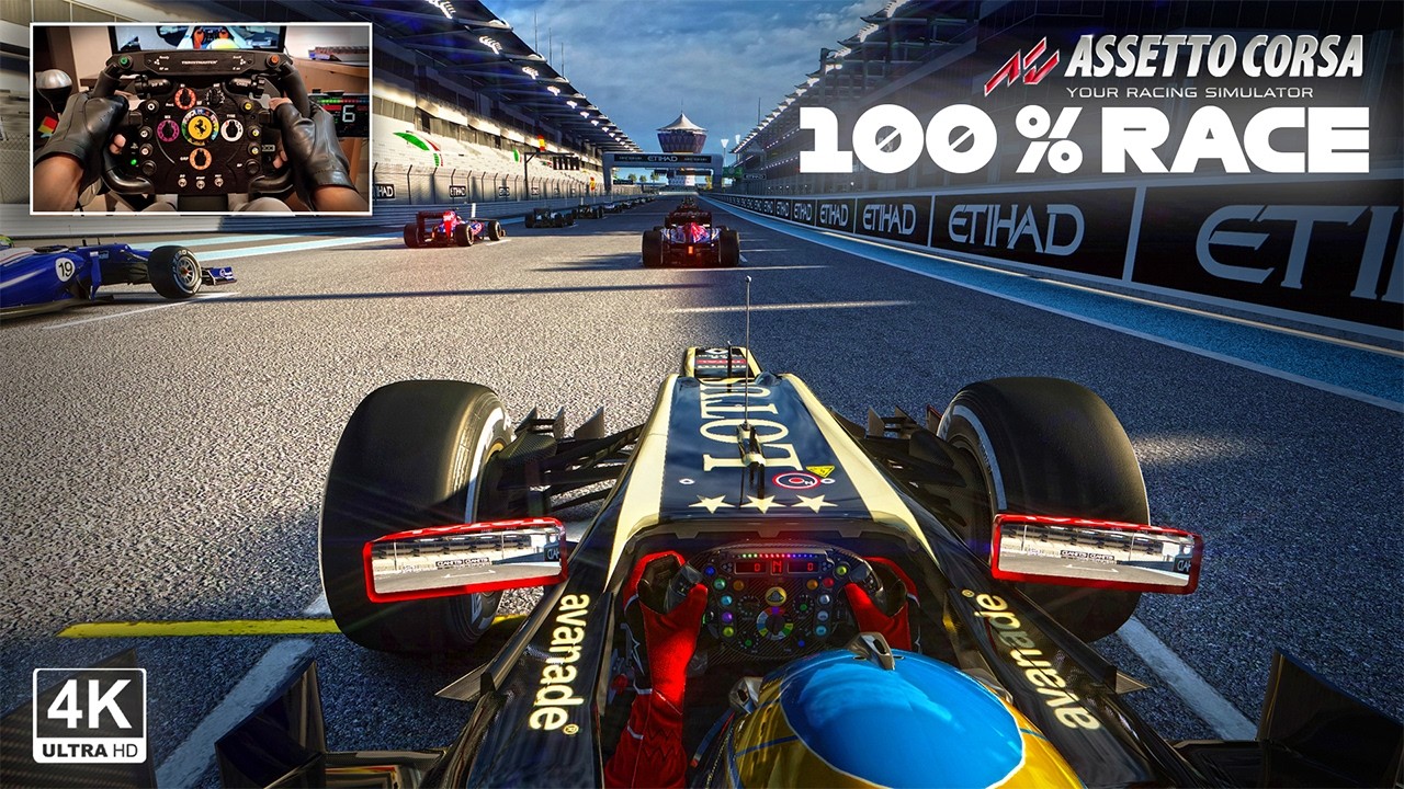 Kimi Räikkönen's Lotus E20 V8 - 2012 Abu Dhabi GP 100% Race | Assetto Corsa Steering Wheel Gameplay
