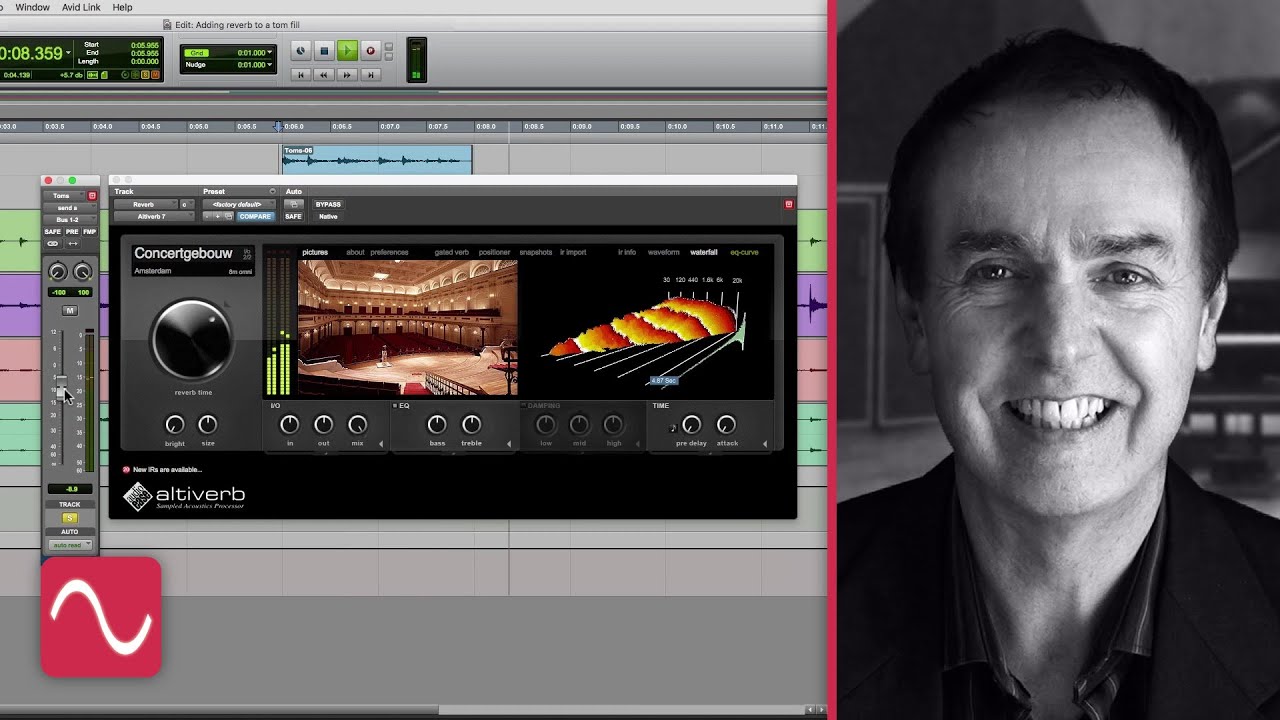 Adding reverb to a tom fill using Audio Ease's Altiverb