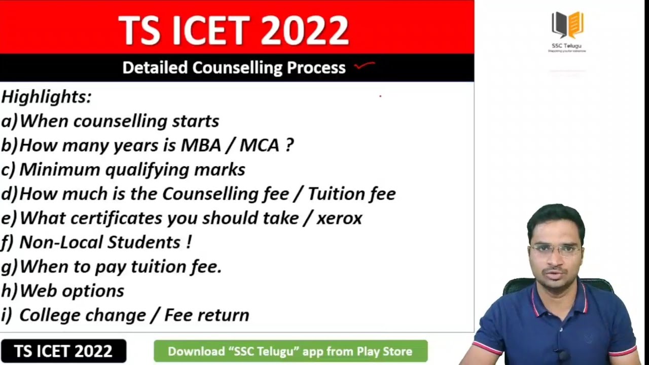 TS ICET 2022 Detailed Counselling process | Non-local students | Certificates to take | SSC Telugu