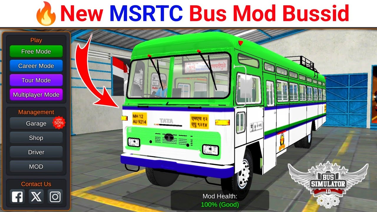 🔥 New MSRTC TATA Bus Mod for Bus Simulator Indonesia | How to Add TATA MSRTC Bus Mod in Bussid 2025