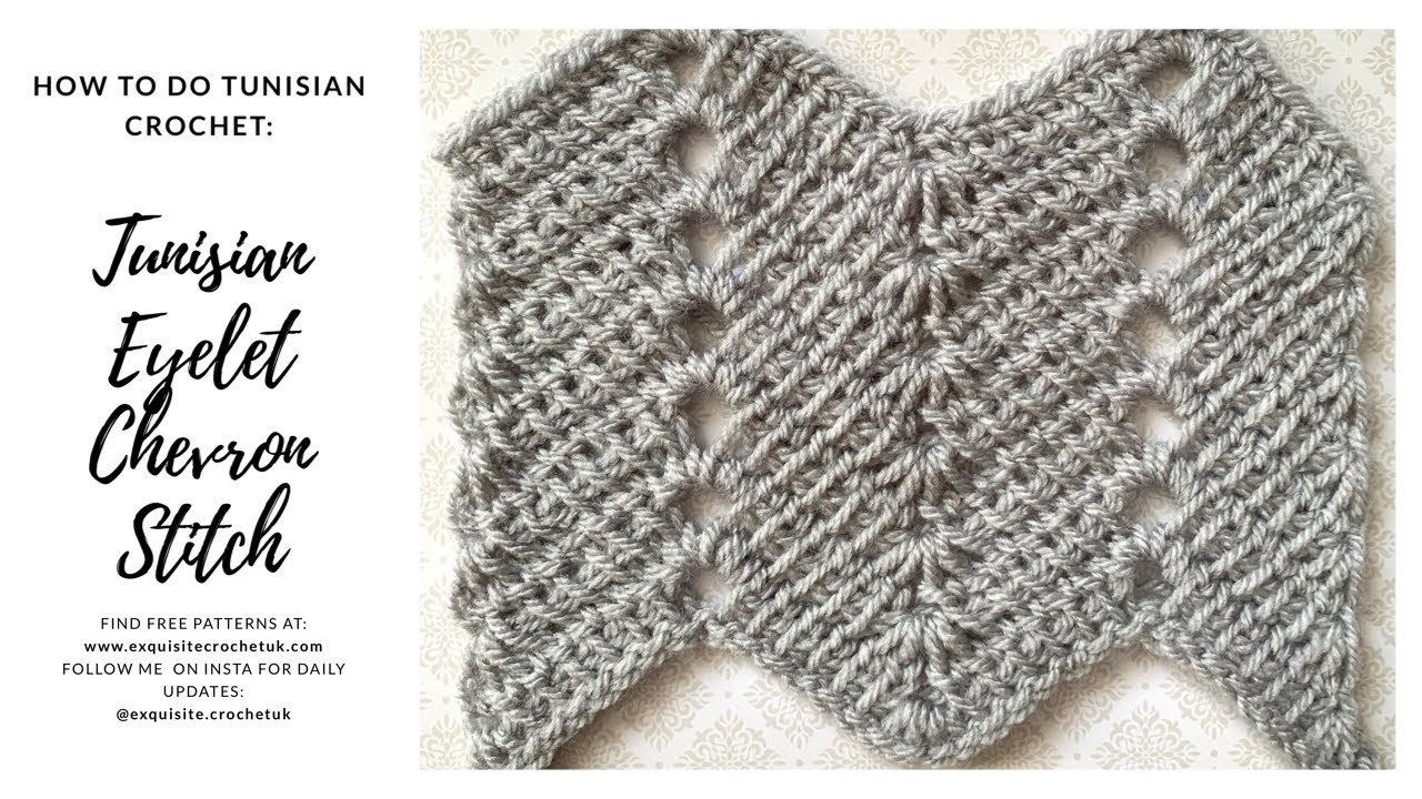 Tunisian Crochet 101: Tunisian Eyelet Chevron Stitch