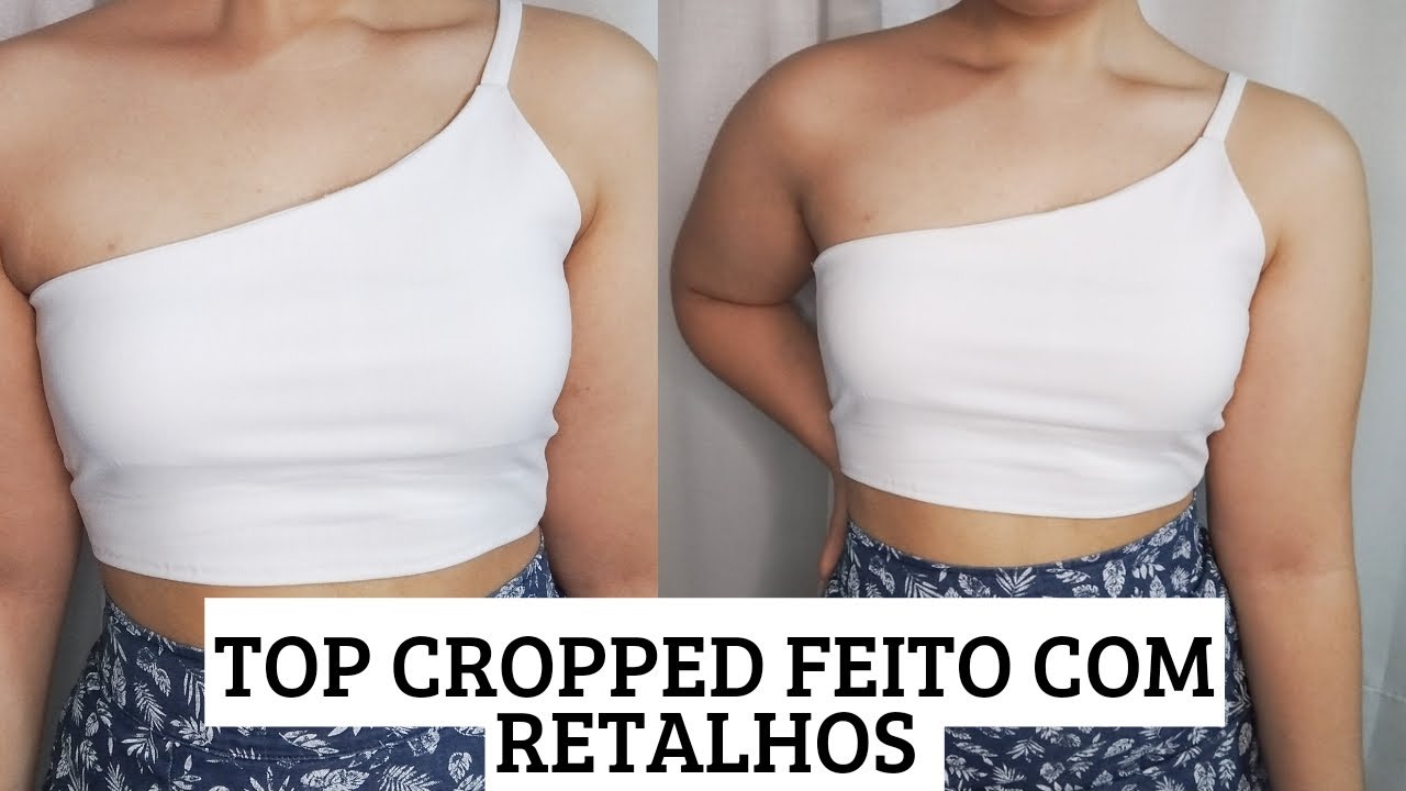 Como fazer cropped com retalhos. Top de um ombro só.