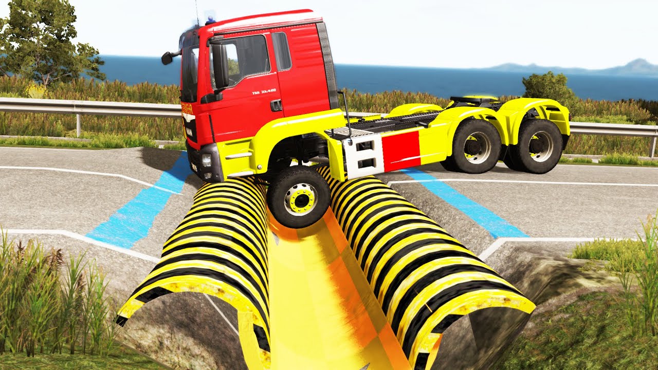 Cars vs Upside Down Speed Bumps #33 | BeamNG.DRIVE