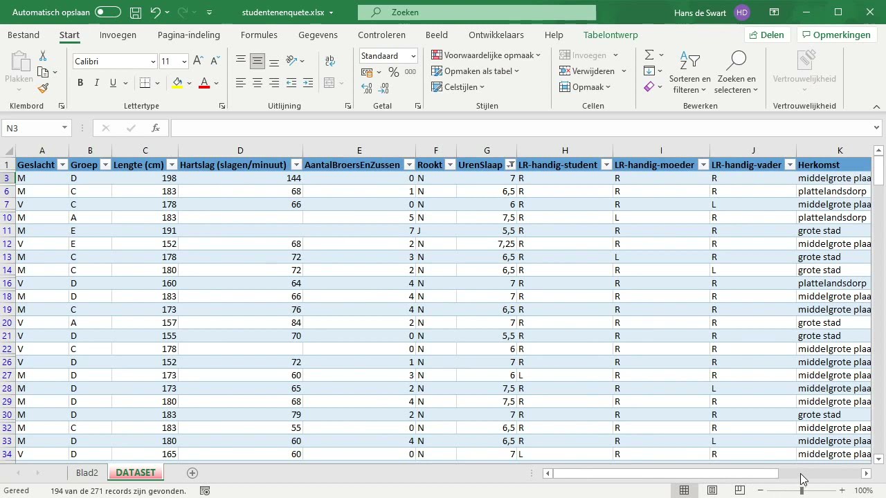 Opdracht 13 van Statistiek met de computer, Getal en Ruimte 12e editie