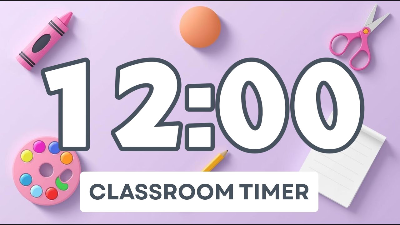 12 Minute Timer for Classroom with Music + Relaxing Accustic Guitar