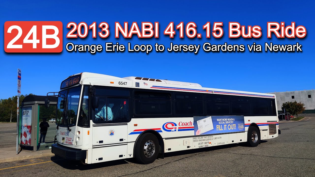 Coach USA / ONE Bus Route 24B Ride: 2013 NABI 416.15 6547 from Orange (Erie Loop) to Jersey Gardens