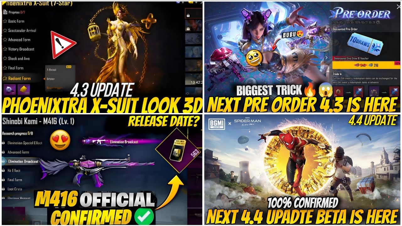 🔴NEXT PRE ORDER BGMI HERE🔥| BGMI NEW PHOENIXTRA X SUIT 3D LEAKS😍|PREMIUM CREATE✅BGMI 4.4 UPDATE BETA