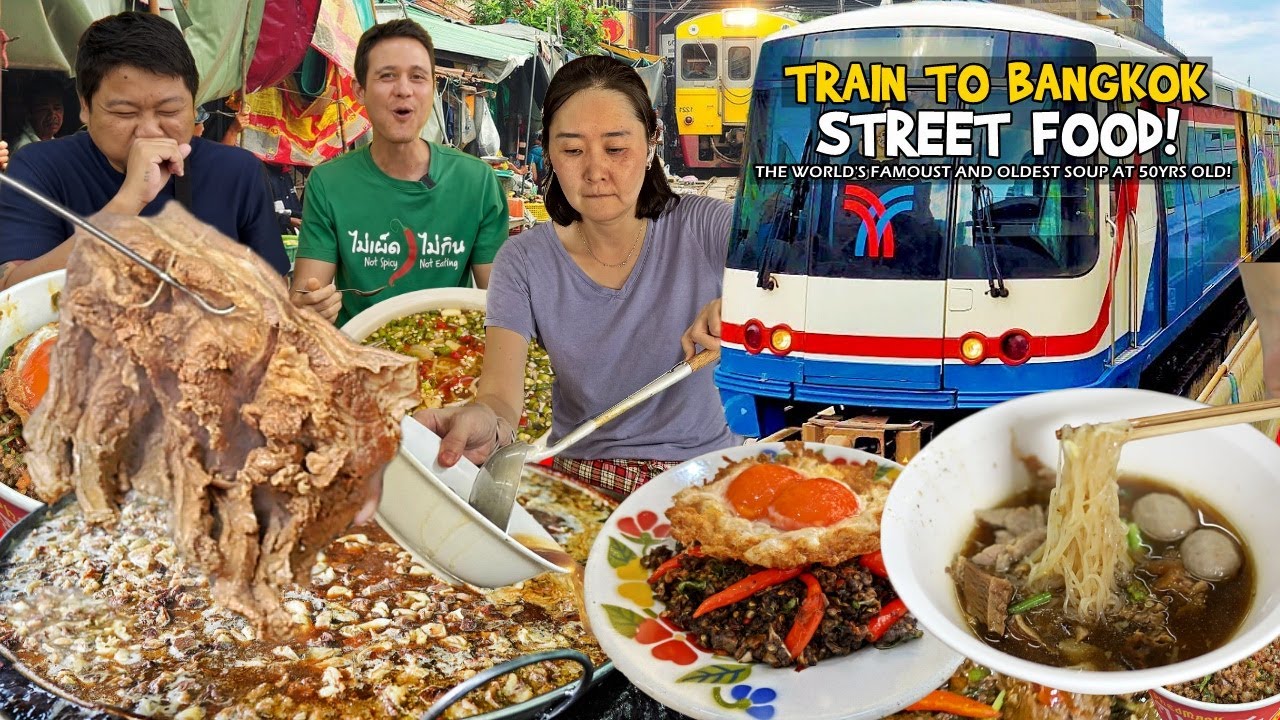 Train to BANGKOK Street Food! OLDEST SOUP in the WORLD and SPICIEST FOOD in Thailand by @MarkWiens !