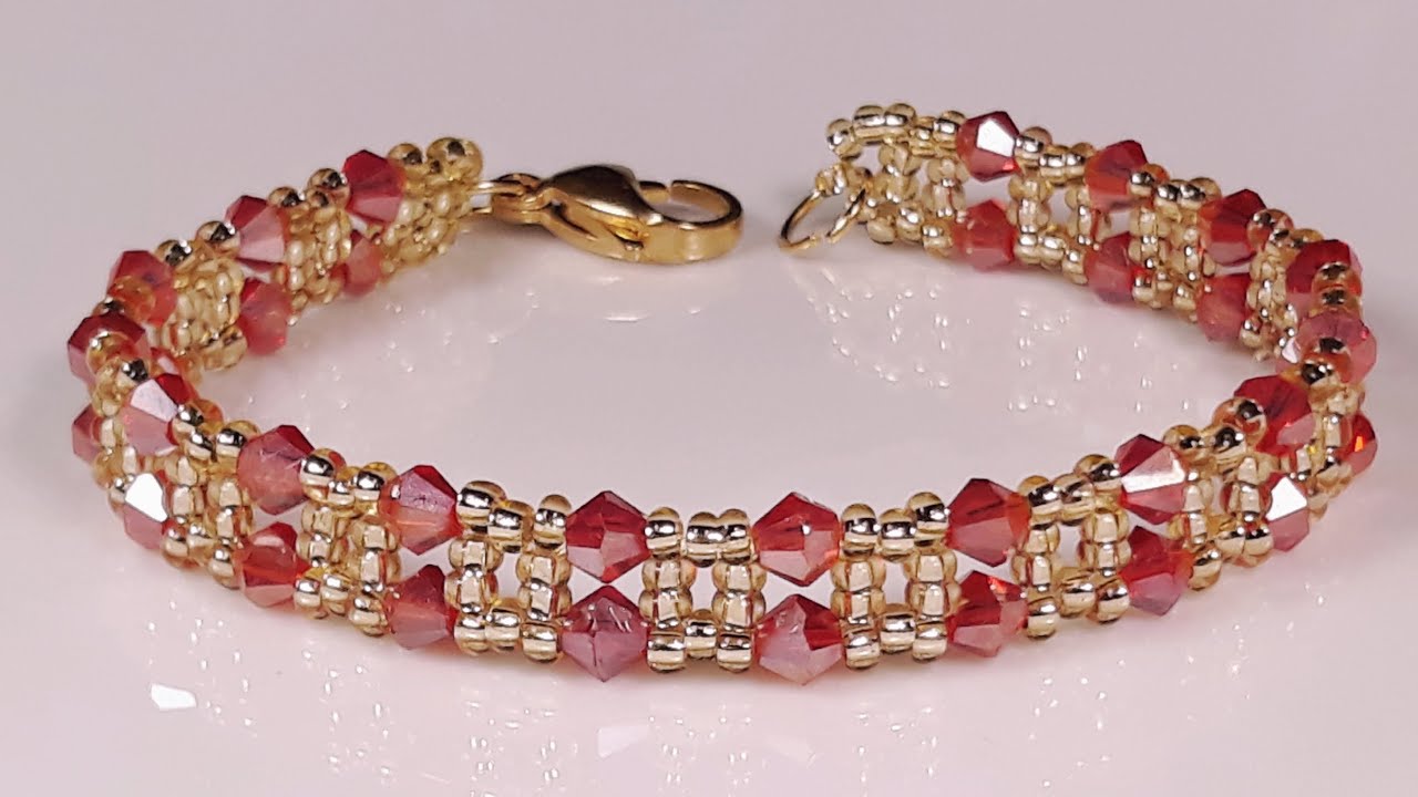 Hermosa y Fácil Pulsera de Cristal y Mostacillas...Clase #307!!!!!