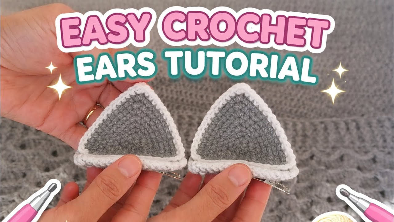 Easy and quick kitty ears full tutorial step by step by Adi and Mom's crochet #viralcrochet 