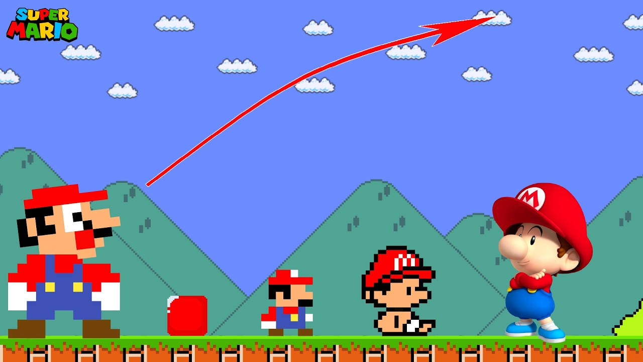 Эволюция крошечного Марио в Super Mario Bros&hellip; От слабого до невероятно сильного