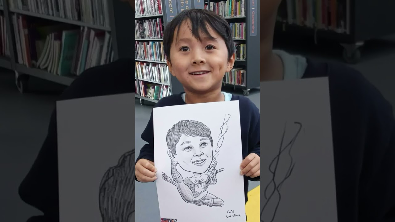 Live super hero caricatures at Dublin Library
