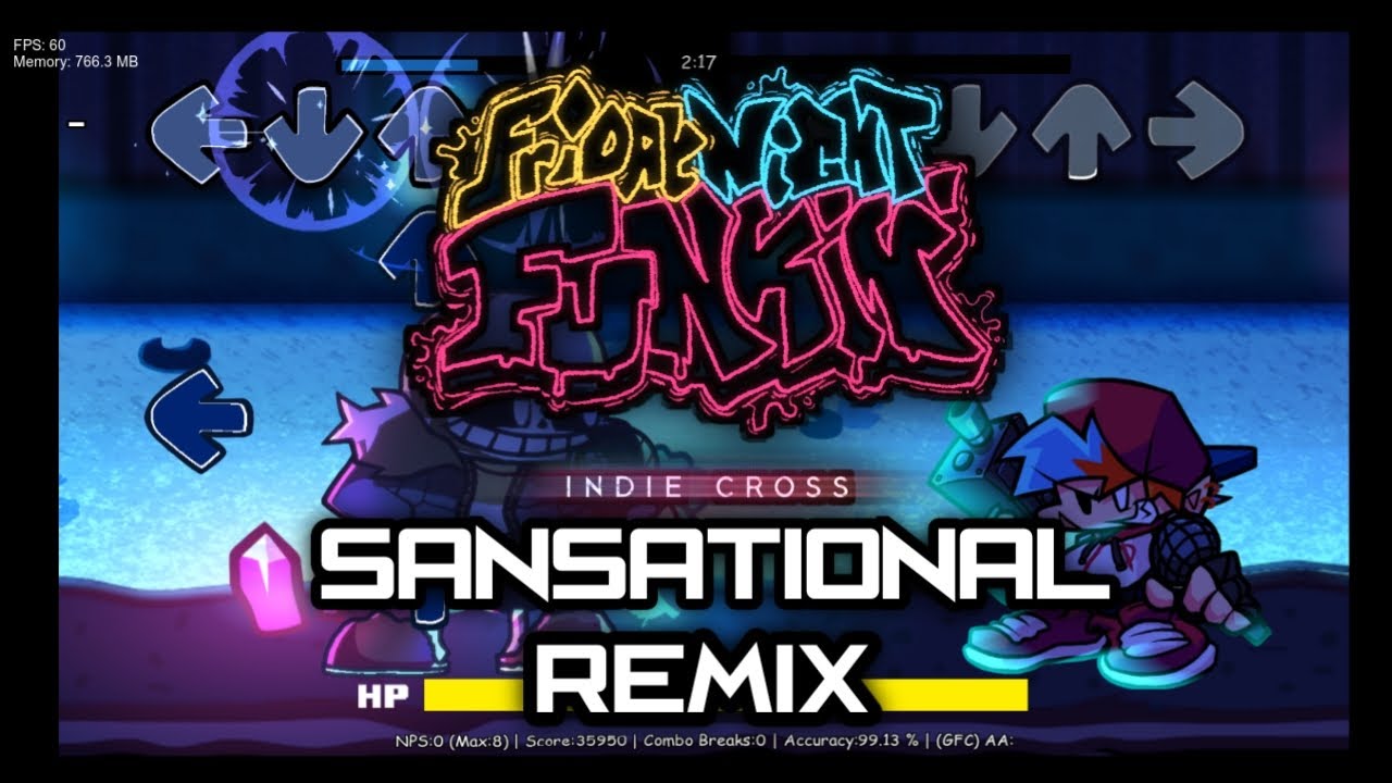 -Sansational Remix- By Zeroh | FNF Indie Cross | Gameplay | [ BF Funkin Mix ]