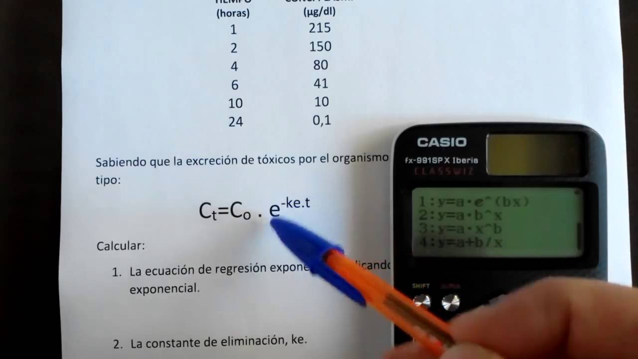 Regresión no lineal (exponencial) con la calculadora Casio fx-991 (fx-570) classwiz