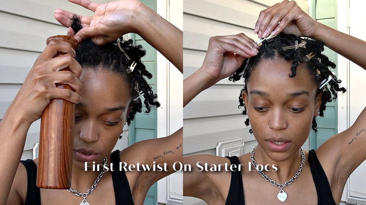First Retwist On Starter Locs | I Only Used Water + Oil