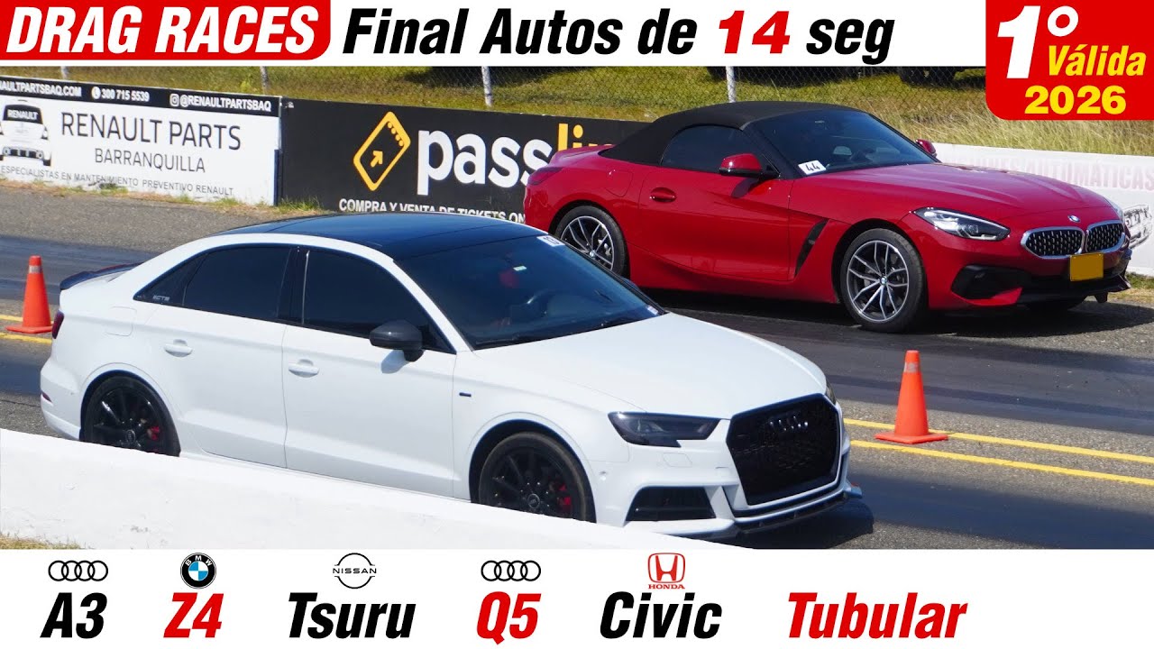 DRAG RACES 🔥 Final AUTOS de 14 segundos, 1° Válida de Piques 1/4 de Milla Barranquilla 2026