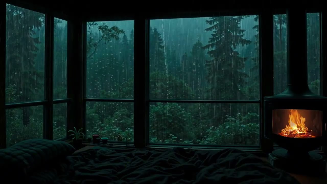 FALL ASLEEP INSTANTLY – Relaxing Piano Music with Soft Forest Rain Sounds (Calm Rainy Night)
