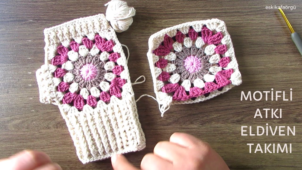 MOTİFLİ ATKI VE ELDİVEN TAKIMI NASIL ÖRÜLÜR? HOW TO CROCHET GLOVES AND SCARF?
