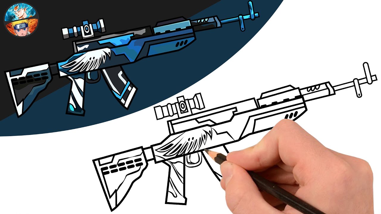 COMO DESENHAR A ARMA SKS ANGELICAL FREE FIRE - DESENHANDO FREE FIRE