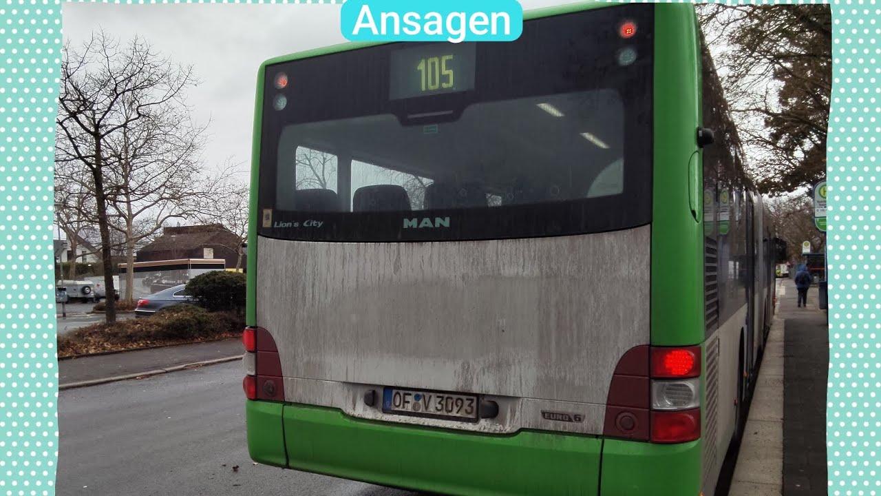 [Ansagen] Bus Offenbach 105 Kaiserlei Westseite - Rosenhöhe Sportzentrum