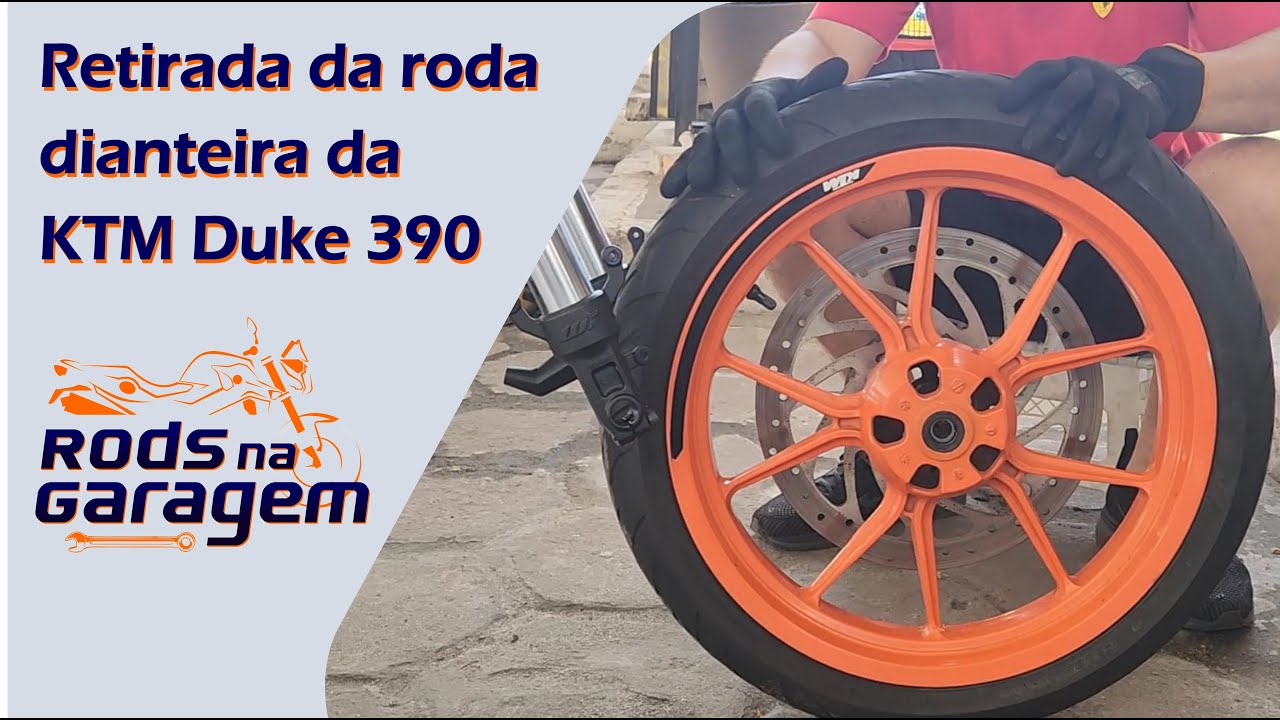 KTM Duke 390 - Retirar a roda dianteira e verificar os rolamentos