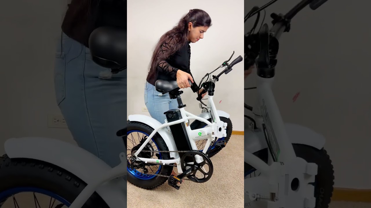 UL Certified-Ecotric Fat Tire Portable and Folding Electric Bike-White and Blue #short