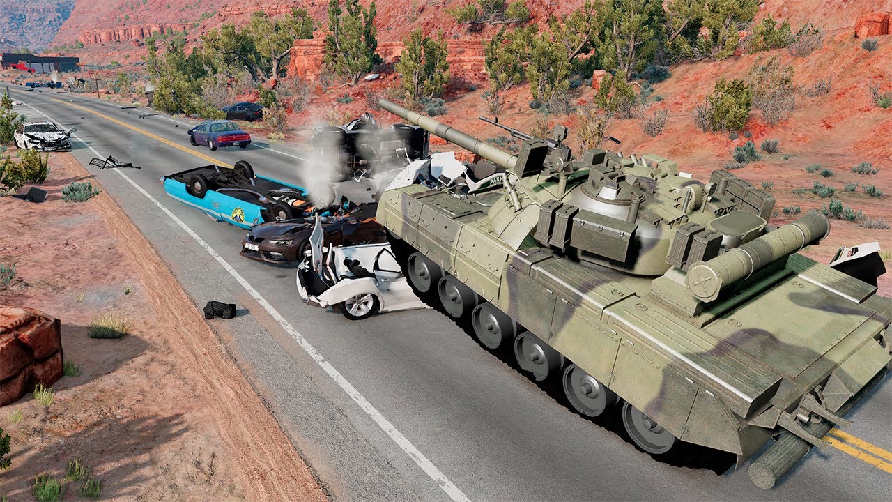 Angry Tank Driver vs Cars &mdash; BeamNG Drive