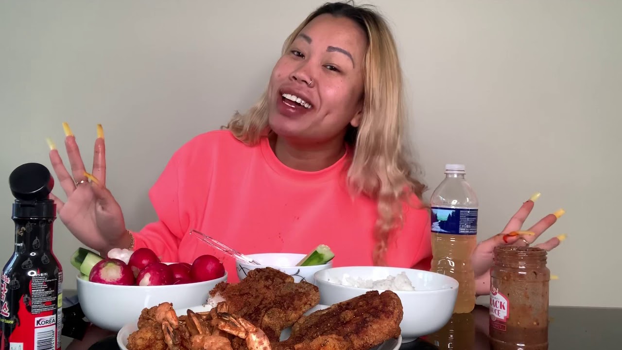 SOULFULT Fried TIGER shrimp and pork chops Mukbang