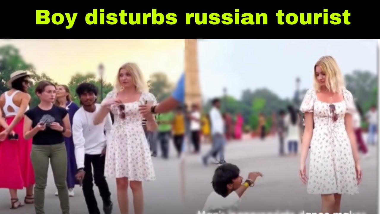 Man's inappropriate dance makes russian tourist uncomfortable at india gate