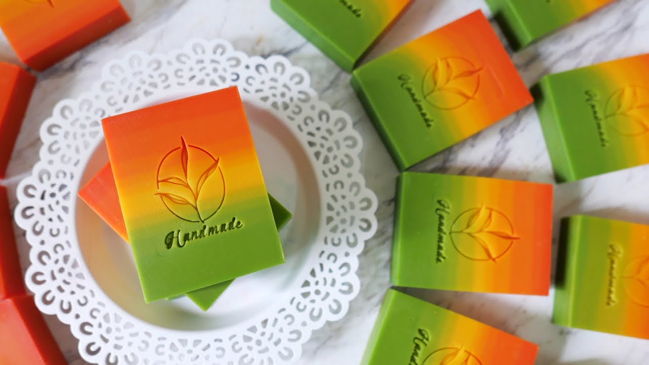 橘綠漸層母乳皂 - double side gradient design handmade soap - 手工皂