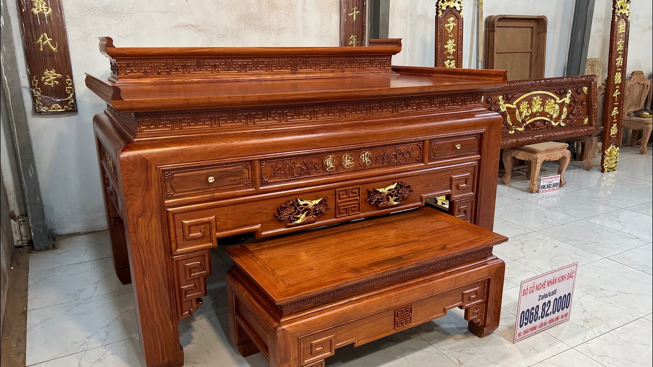 Án Gian Triện Phúc Lộc Thọ Nhị Cấp chân 16 gỗ hương đá - Đồ Gỗ  Kinh Bắc