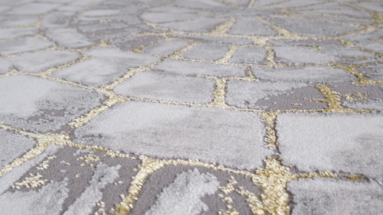 Abani Luna LUN130A Contemporary Grey and Gold Spiral Metallic Area Rug