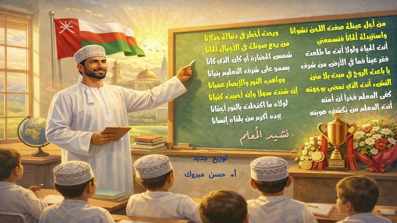 نشيد المعلم - الصف الثامن - عزف مع الإنشاد و إيقاع ثلاثي جديد - منهج الموسيقى العماني