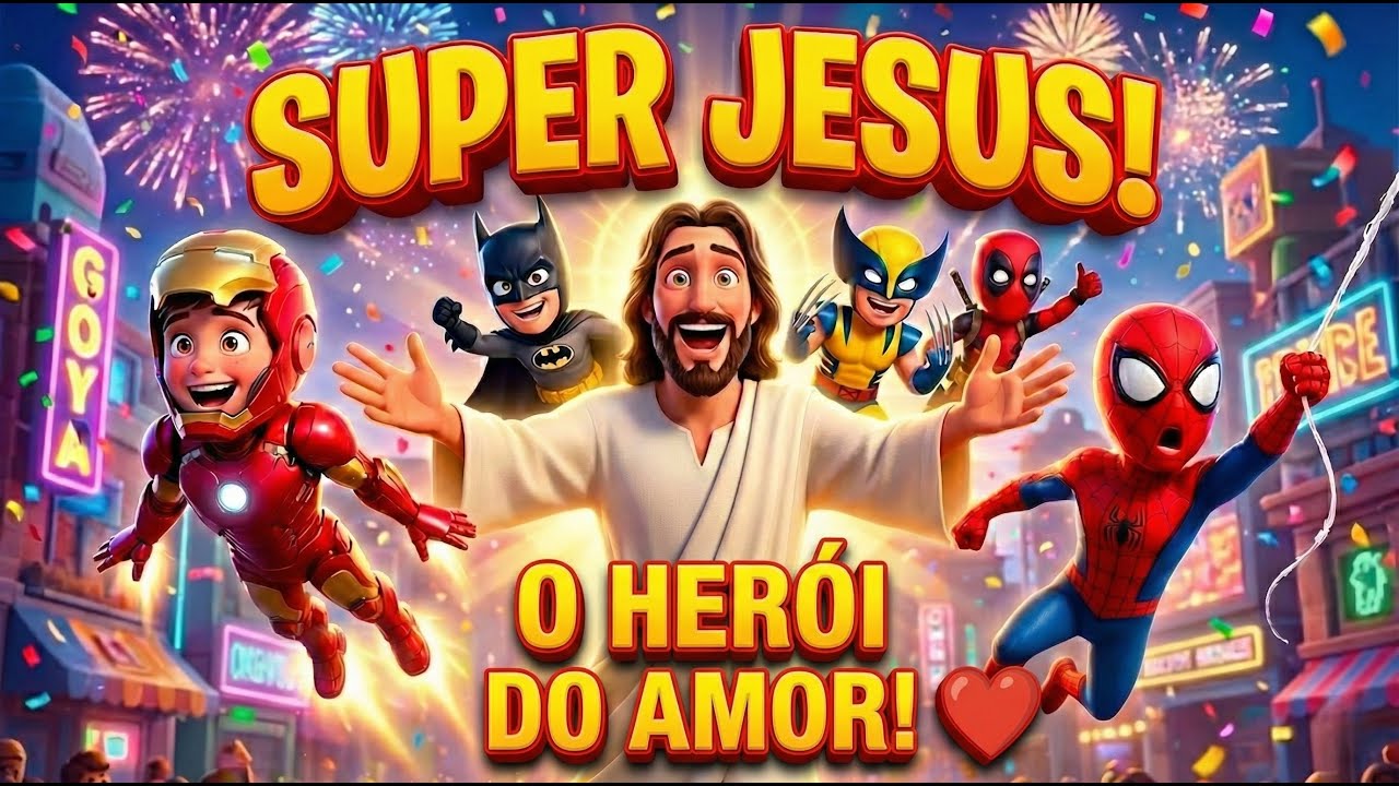 🎵 SUPER JESUS: O HERÓI DO AMOR! Part. Baby Heróis (Iron-Kid, Spider-Kid, Bat-Boy) | Música Infantil
