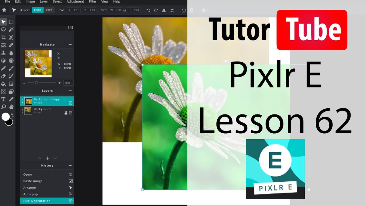 Pixlr E Tutorial - Lesson 62 - Extract Mask as Layer