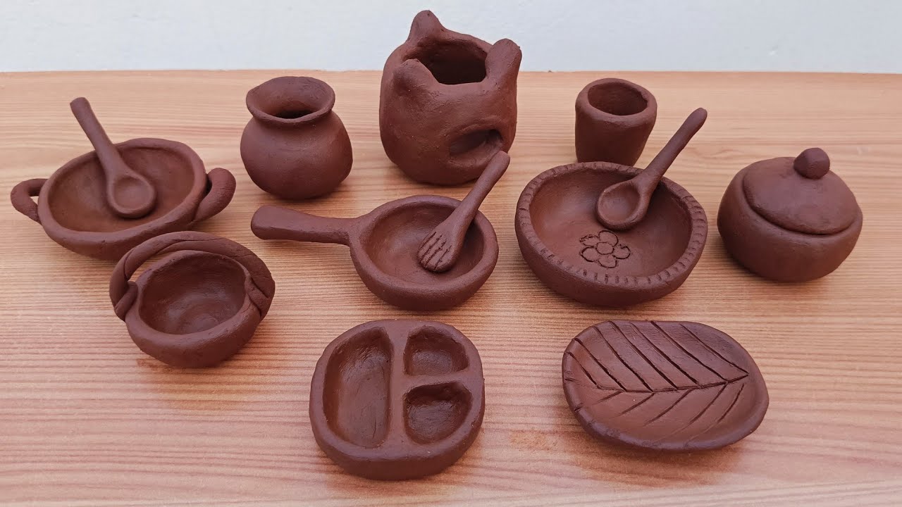 How to make miniature cooking set with clay/ miniature stove