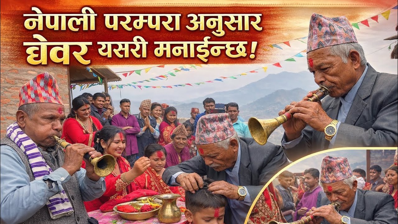 Village Haircutting Ceremony 💇‍♀️ || नेपाली परम्परा अनुसार छेवर  मा पन्चेबाजा 🎷🥁सहिद यसरि मनाइन्छ